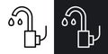Kitchen tap thin line vector icon set Royalty Free Stock Photo
