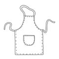 Kitchen textile apron with pocket, doodle style flat vector outline for coloring book