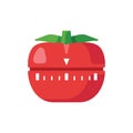 Kitchen timer. Flat illustration of tomato kitchen timer. Kitchen clock in form of red tomato