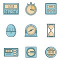 Kitchen timer icons set vector color