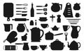 Kitchen tool black silhouette set modern cooking