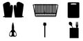 Kitchen tool collection - vector silhouette. Assortment of cooking utensils silhouettes.