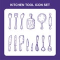 Kitchen Tool Icon set with hand drawn sketch style Royalty Free Stock Photo