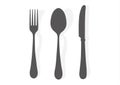 Kitchen tool.Spoon knife fork silhouette black icon vector illustration