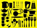 Silhouettes of kitchen items