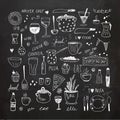 Kitchen tools doodle set. Hand drawn vector Illustration