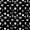 Kitchen tools icons Silhouette seamless pattern Royalty Free Stock Photo