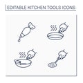 Kitchen tools line icons set Royalty Free Stock Photo