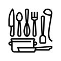 kitchen tools restaurant chef line icon  illustration Royalty Free Stock Photo