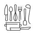 kitchen tools restaurant chef line icon  illustration Royalty Free Stock Photo