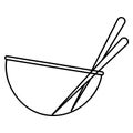 Kitchen tools set of bowl and chopsticks outline simple minimalistic flat design vector illustration isolated on white Royalty Free Stock Photo