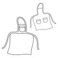 Kitchen tools set of two kitchen or garden aprons outline simple minimalistic flat design vector illustration isolated Royalty Free Stock Photo