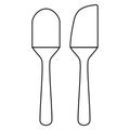 Kitchen tools set of two silicon spatulas for baking and cooking outline simple minimalistic flat design vector illustration Royalty Free Stock Photo