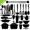 Kitchen tools silhouettes vector Royalty Free Stock Photo