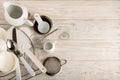 Kitchen tools of white and steel color & x28;accessories& x29; for baking Royalty Free Stock Photo