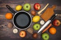 Kitchen tools on wooden table Royalty Free Stock Photo