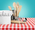 Kitchen Utensil with cook Hat isolated on