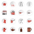 Kitchen utensil icons set, flat style Royalty Free Stock Photo