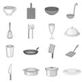 Kitchen utensil icons set, gray monochrome style Royalty Free Stock Photo