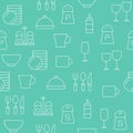 Kitchen utensil outline seamless pattern for wallpaper or wrapping paper Royalty Free Stock Photo