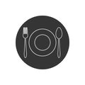 Kitchen utensil spoon plate fork line icon. Vector Royalty Free Stock Photo