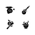 Kitchen utensils black glyph icons set on white space Royalty Free Stock Photo