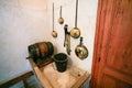 Kitchen utensils in Chateau de Chenonceau Royalty Free Stock Photo