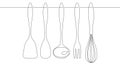 Kitchen Utensils Continuous Line Vector Graphic