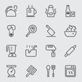 Kitchen Utensils and cooking line icon 2