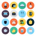 Kitchen utensils and cookware flat icons set Royalty Free Stock Photo