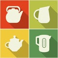 Kitchen utensils and cookware flat icons set Royalty Free Stock Photo