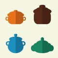 Kitchen utensils and cookware flat icons set Royalty Free Stock Photo