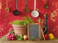 Kitchen utensils, food ingredients Royalty Free Stock Photo