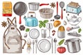 Kitchen utensils hand drawn vector Royalty Free Stock Photo