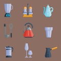 Kitchen utensils icons vector illustration household dinner cooking food kitchenware