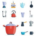 Kitchen utensils icons vector illustration household dinner cooking food kitchenware