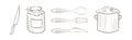 Kitchen Utensils and Kitchenware Hand Drawn Item and Object Vector Set Royalty Free Stock Photo