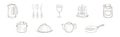 Kitchen Utensils and Kitchenware Hand Drawn Item and Object Vector Set Royalty Free Stock Photo