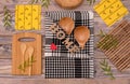 Kitchen utensils made of bamboo in a rustic style Royalty Free Stock Photo