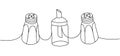 Kitchen utensils one line continuous drawing. Salt shaker, paper shaker, portion sugar bowl continuous one line Royalty Free Stock Photo