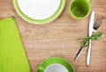 Kitchen utensils over wooden table Royalty Free Stock Photo