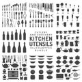 Kitchen utensils silhouettes bundle Royalty Free Stock Photo