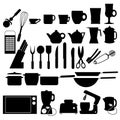 Kitchen utensils silhouettes Royalty Free Stock Photo