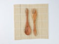 kitchen utensils, wooden spoons and wooden forks Royalty Free Stock Photo