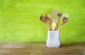 Kitchen utensils, wooden spoons, Royalty Free Stock Photo