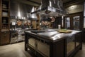 a kitchen with a variety of cooking stations, from traditional ranges and ovens to customized grills and smokers