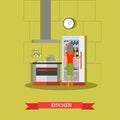 Kitchen vector illustration in flat style Royalty Free Stock Photo