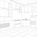 Kitchen vector sketch interior. Illustration