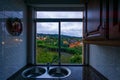 Kitchen View of Galician Landscape in Fene Galicia Royalty Free Stock Photo