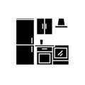 Kitchen wardrobe black icon, vector sign on isolated background. Kitchen wardrobe concept symbol, illustration Royalty Free Stock Photo